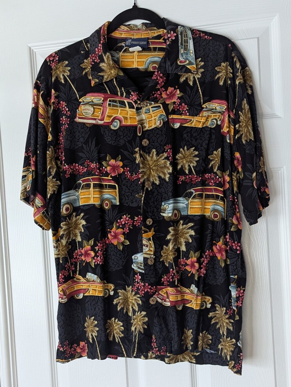 Point Zero Hawaiian Shirt Woody Classic Car Design Beach Palms